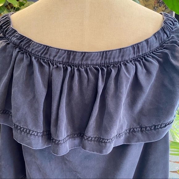 Free People chambray off the shoulder crop top - Picture 12 of 13